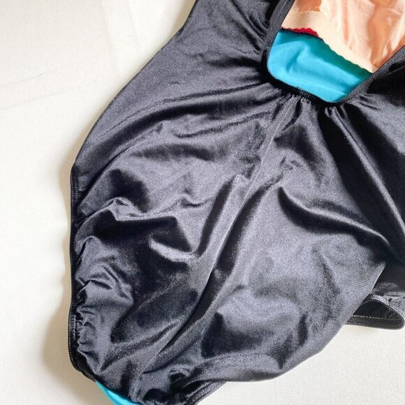 Vintage Christina Neon Pink Blue Low Back One Piece Swimsuit L - Picture 6 of 7